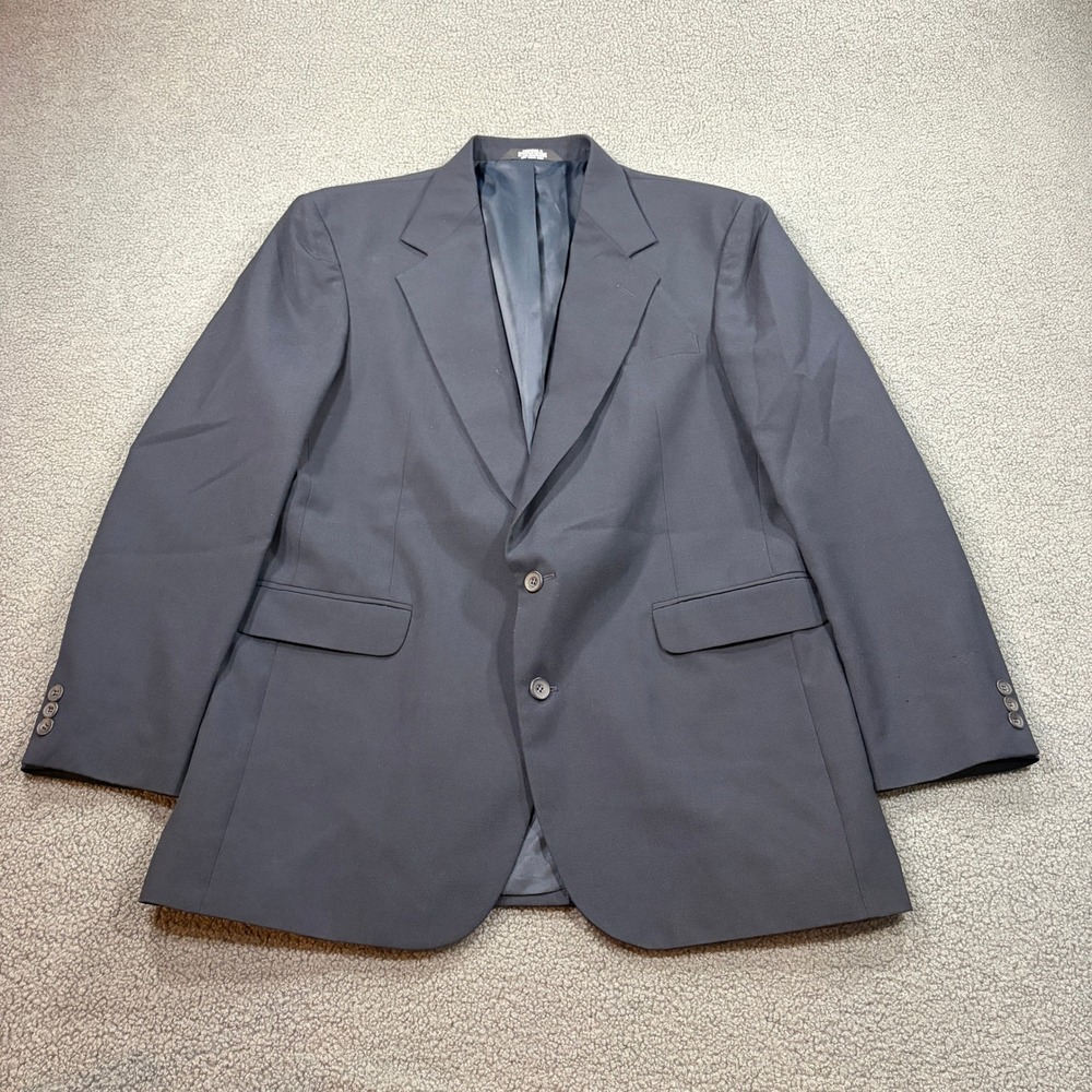 Haggar Suit Jacket Mens 44R Blue Imperial Gentleman's Fit Dacron Worsted Wool
